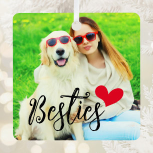 Besties Niedlich Hund Mama Rotes Herz Foto Ornament Aus Metall