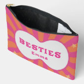 Besties Personalized Retro Sunburst Cosmetic & Mak Zubehörtasche (Offen)