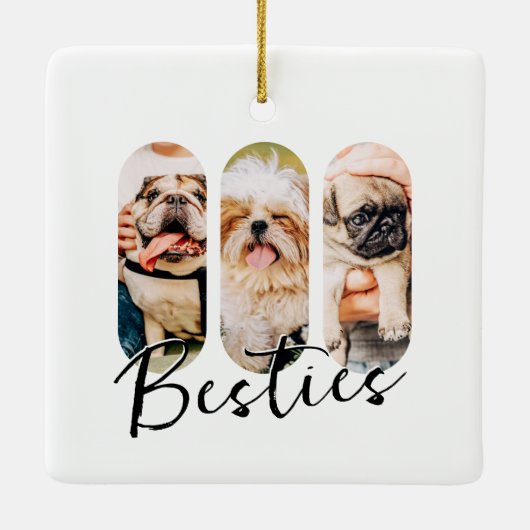 Besties Pet Simple Modern Playa Drei Foto Keramikornament (Rückseite)