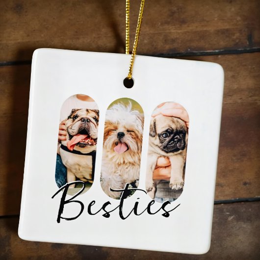 Besties Pet Simple Modern Playa Drei Foto Keramikornament