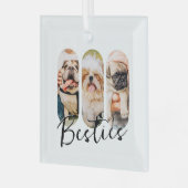 Besties Pet Simple Modern Playa Drei Foto Ornament Aus Glas (Vorderseite links)