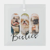 Besties Pet Simple Modern Playa Drei Foto Ornament Aus Glas (Vorderseite)