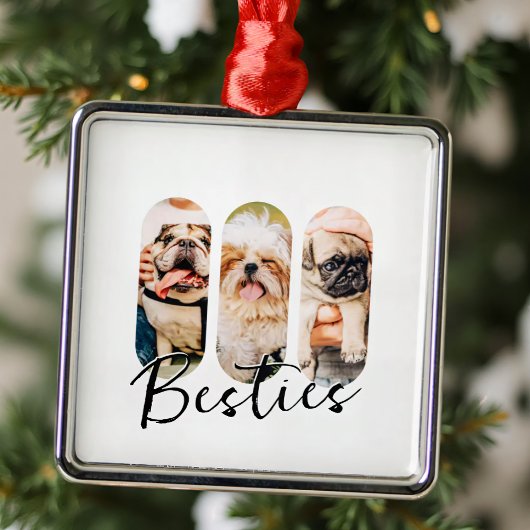 Besties Pet Simple Modern Playa Drei Foto Ornament Aus Metall