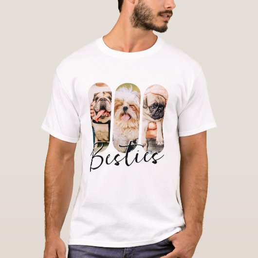 Besties Pet Simple Modern Playa Drei Foto T-Shirt (Vorderseite)