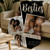 Besties Photo Collage Black Fleece Blanket
