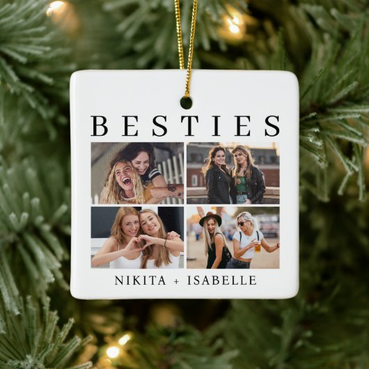 Besties Photo Collage Friendship Keepsake Gift Keramikornament (Baum)