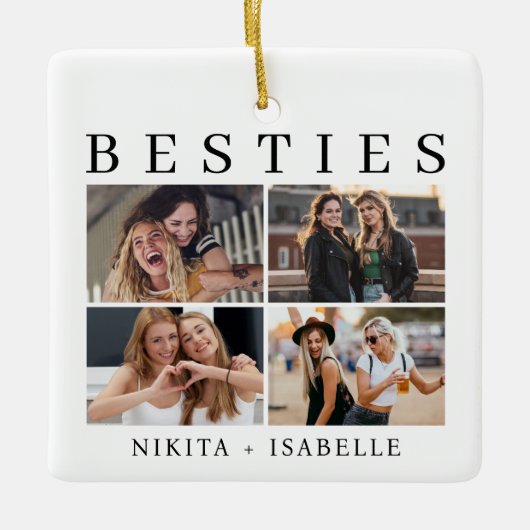 Besties Photo Collage Friendship Keepsake Gift Keramikornament (Vorderseite)