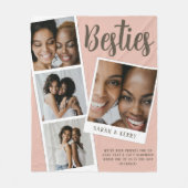 Besties Photo Collage Pink Fleece Blanket (Vorderseite)