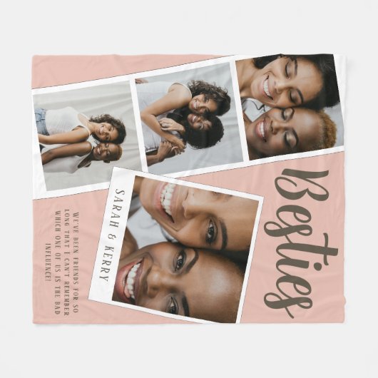 Besties Photo Collage Pink Fleece Blanket (Vorderseite (Horizontal))
