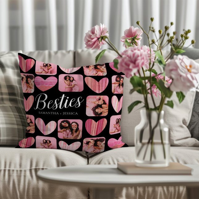 Besties Pink & Black Hearts & Foto Kissen (Von Creator hochgeladen)
