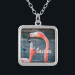 Besties Pink Flamingo Freunde Foto Niedlich Chic S Versilberte Kette<br><div class="desc">Wer sagt, dass Flamingos mit ihrem Lieblingspal keinen Spaß haben können? Genießen Sie dieses unterhaltsame Bild, wann immer Sie diese atemberaubende, farbenfrohe Fotografie-Charme-Halskette von zwei rosa Flamingos tragen, die herumspielen. Diese Halskette ist in kleinen, mittleren und großen Größen sowie in quadratischer und kreisförmiger Form erhältlich. Sie können diese Kette in...</div>