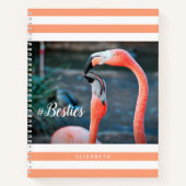 Besties Pink Flamingos Orange Stripes Individuelle Notizblock (Vorderseite)