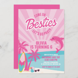 Besties pink malibu Strand Geburtstag Einladung