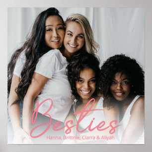 Besties Pink Schrift Custom Foto Poster