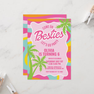 Besties rosa Malibu Swirl Strand Geburtstag Einladung