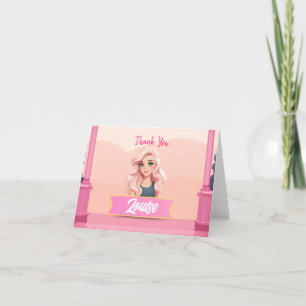 Besties rosa Puppe gefaltete Dankeskarten Dankeskarte