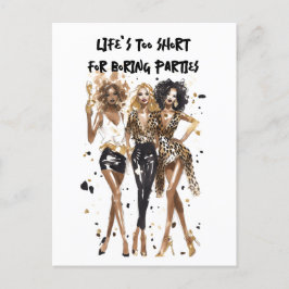 Besties Schwarz, Curry Girls Leopard Druck Aquarel Postkarte