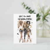 Besties Schwarz, Curry Girls Leopard Druck Aquarel Postkarte (Stehend Vorderseite)