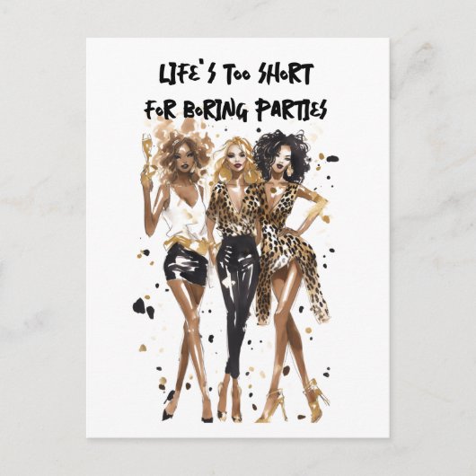 Besties Schwarz, Curry Girls Leopard Druck Aquarel Postkarte (Vorderseite)