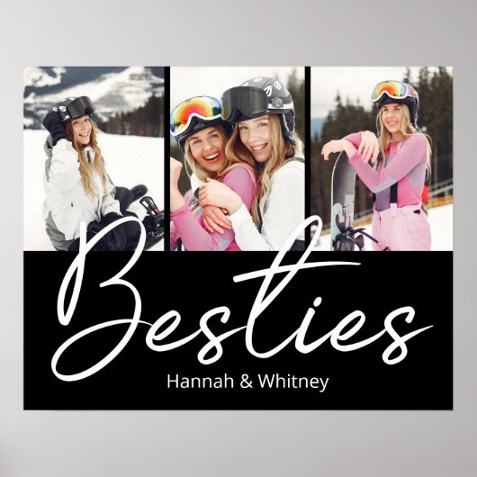Besties Script Custom Foto Collage Poster (Vorne)