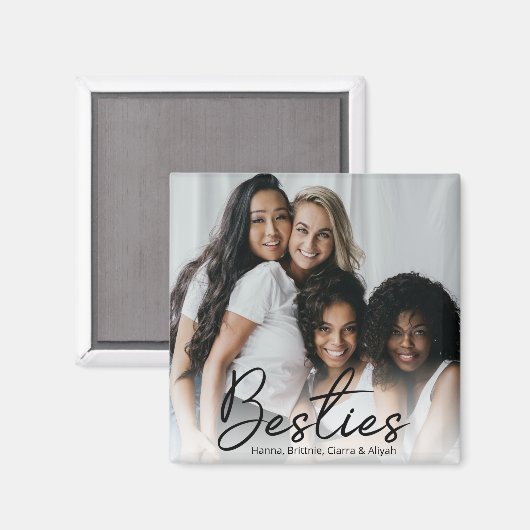 Besties Script Custom Foto Magnet (Vorderseite/Rückseite)