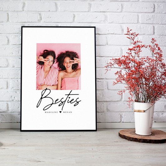Besties Script Foto Best Friends Heart Poster
