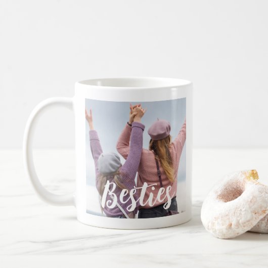 Besties Script Friends Keepsake Photo Kaffeetasse (Mit Donut)