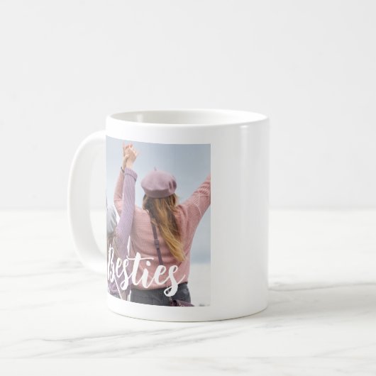 Besties Script Friends Keepsake Photo Kaffeetasse (Vorderseite Links)