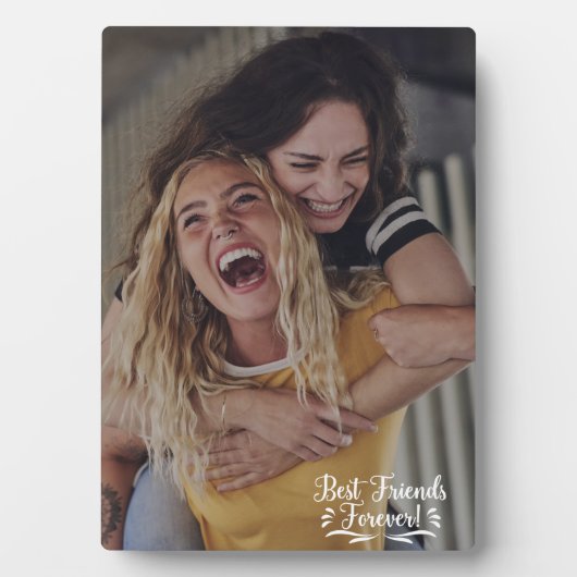 Besties Script Overlay Friendship Foto Fotoplatte (Vorderseite)