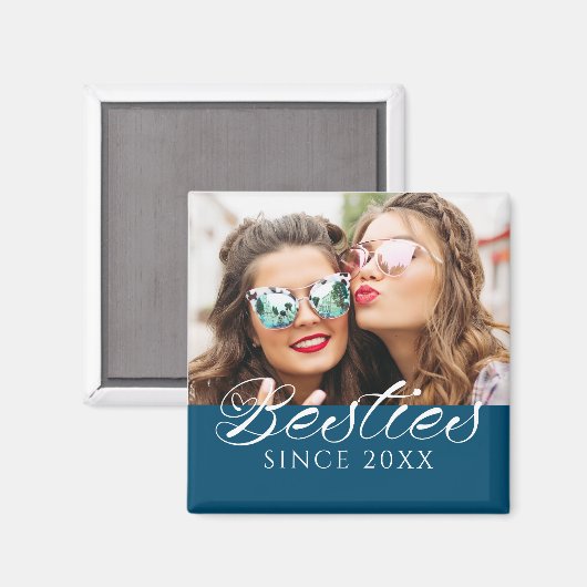 ‚Besties Since‘ Custom Foto Chic Magnet (Vorderseite/Rückseite)