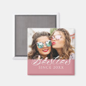 ‚Besties Since‘ Custom Foto Dusty Pink Chic Magnet (Vorderseite/Rückseite)