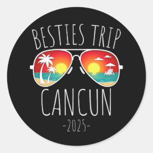 Besties Trip 2025 Cancun Mexico Womens Weekend Runder Aufkleber
