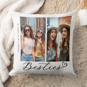 Besties Two Fotos Calligraphy Script BESTE FREUNDI Kissen