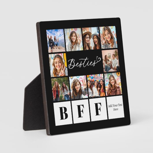 Besties zehn Foto Collage Modernes Script BBF Fotoplatte (Vorderseite)