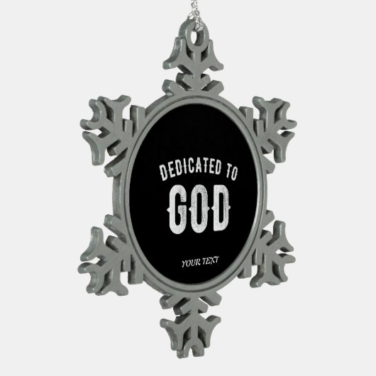 BESTIMMT AUF GOTT KUNSTBAR COOL WEISS TEXT SCHNEEFLOCKEN Zinn-Ornament (Links)