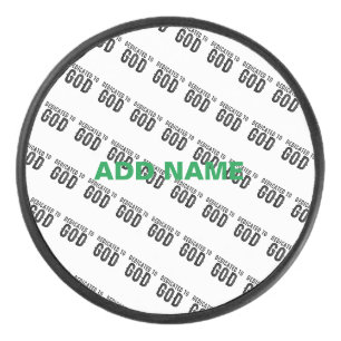 BESTIMMT AUF GOTT-KUNSTBARE COOLE SCHWARZE TEXT EISHOCKEY PUCK