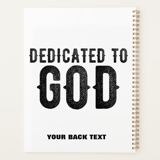 BESTIMMT AUF GOTT-KUNSTBARE COOLE SCHWARZE TEXT PLANER (Rückseite)