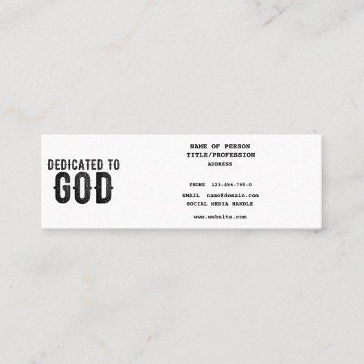 BESTIMMT AUF GOTT-KUNSTBARE COOLE SCHWARZE TEXT TELEFONNUMMERKARTE (Vorderseite)