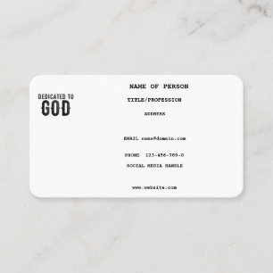 BESTIMMT AUF GOTT-KUNSTBARE COOLE SCHWARZE TEXT VISITENKARTE