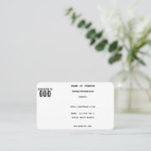 BESTIMMT AUF GOTT-KUNSTBARE COOLE SCHWARZE TEXT VISITENKARTE (Stehend Vorderseite)