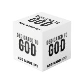 BESTIMMT AUF GOTT-KUNSTBARE COOLE SCHWARZE TEXT WÜRFEL (Vorderseite Schrägansicht)