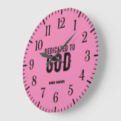 BESTIMMT FÜR GOTT KUNSTBAR PINK COOLER SCHWARZTEXT GROßE WANDUHR (Winkel)