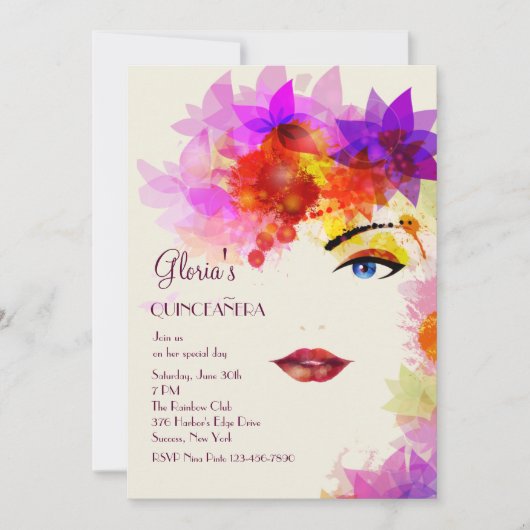 Bestimmte flüchtiger Blick Quinceanera Einladung (Vorderseite)