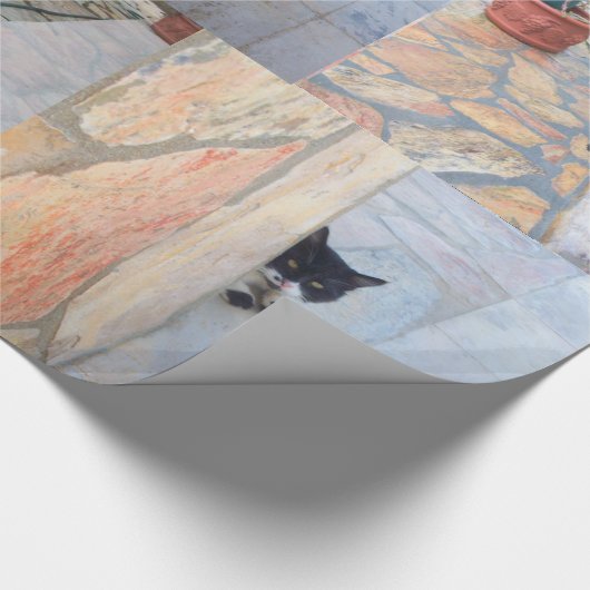 BESTIMMTE KATZE HINTER DER STEINWAND GESCHENKPAPIER (Ecke)