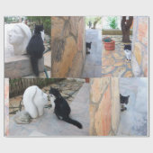 BESTIMMTE KATZE HINTER DER STEINWAND GESCHENKPAPIER (Flach)