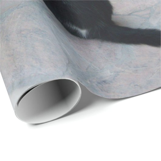 BESTIMMTE KATZE HINTER DER STEINWAND GESCHENKPAPIER (Rolleneckpunkt)