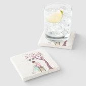 Bestimmter Geist, blühende Ziele" Steinuntersetzer (Seitenansicht)