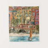 Bestimmungsorte| Watercolor-Strand u. Gebäude Wandteppich (Vorderseite)