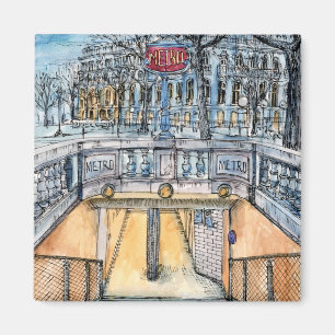 Bestimmungsorte  Watercolor-Vintager Metro-Eingang Magnet