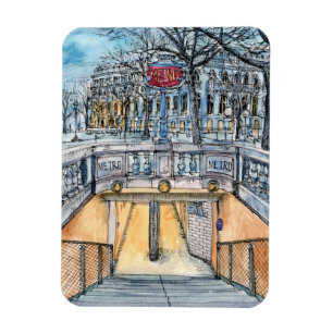 Bestimmungsorte  Watercolor-Vintager Metro-Eingang Magnet